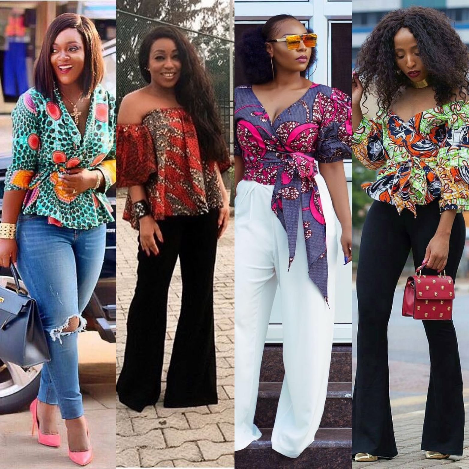 ankara top on jeans for ladies
