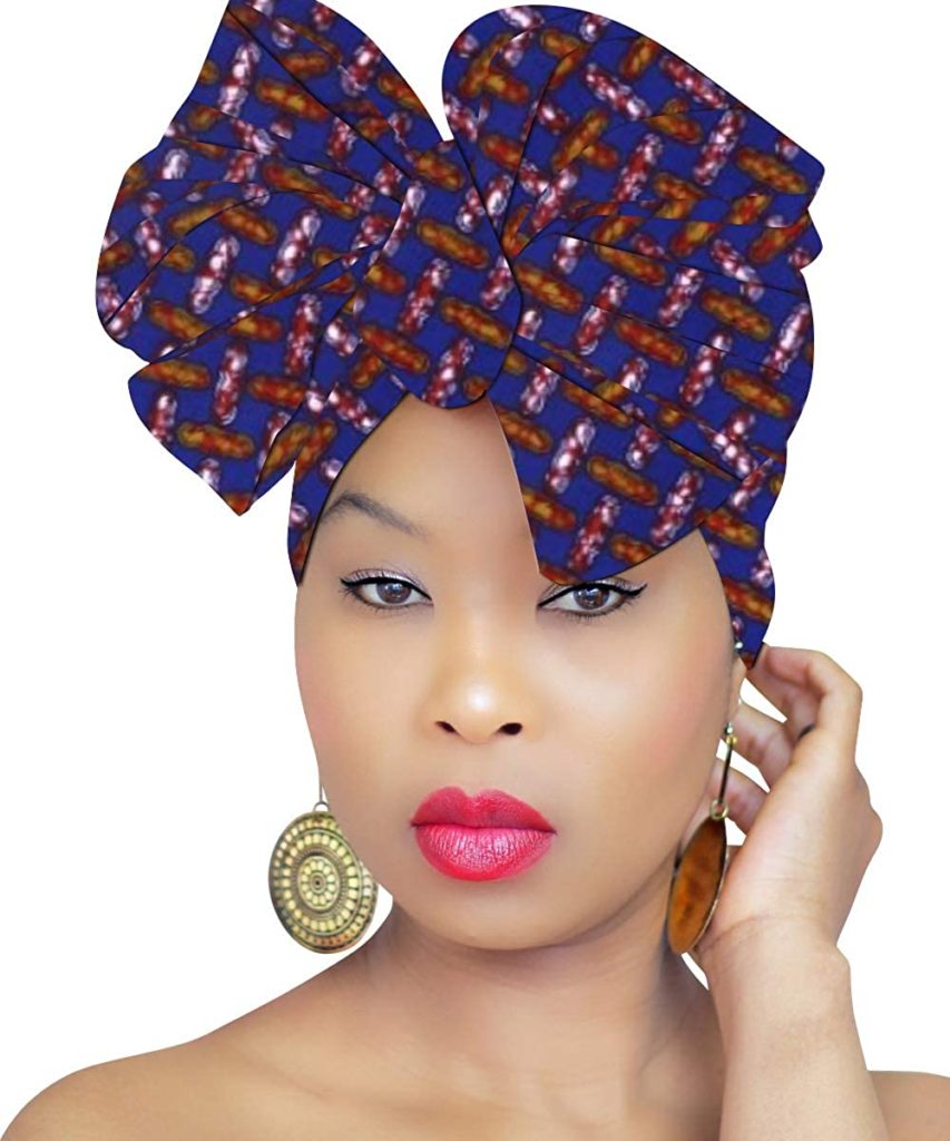 lady rocks African head gear